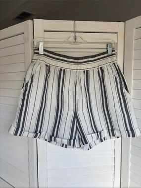 Maeve by Anthropology Striped Elastic-Waist Women’s Shorts - White & Black